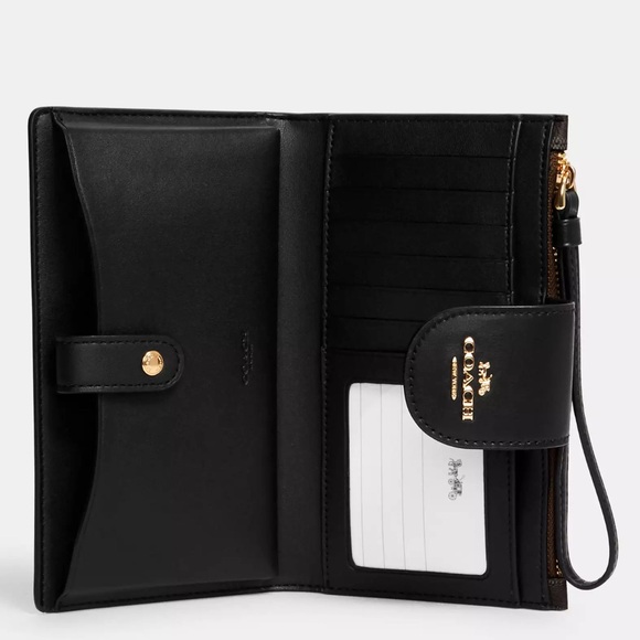 COACH - NEW Leather Wallet - Brown Black Gold - Picture 2 of 4